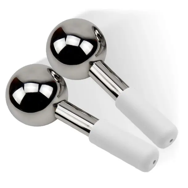 Ice Globes for Facials | Unbreakable Steel Cooling Roller | Cryo Sticks for Face | Massager for Face Neck & Eyes | Skin Care for Dark Circles, Puffiness, Wrinkles, Collagen Production (White)
