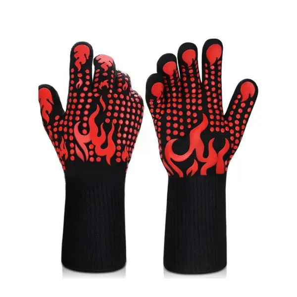 Heat Resistant BBQ Gloves Silicone Non Slip Oven Gloves for Grilling Cooking Baking Kitchen Gloves Long Sleeve
