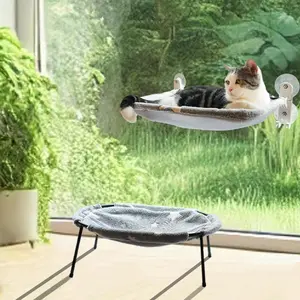 Must-Have SetPOMESEA Foldable Glow-in-the-Dark Cat window perch &  Free-Standing Hammock, All-Season Use Cat Bed for Indoor pets