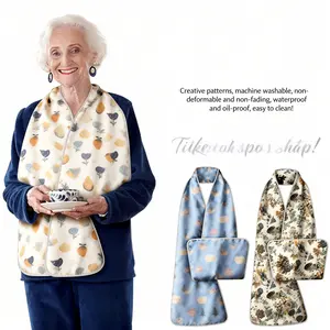 Easy Care Washable Scarf for Seniors and Adults, Waterproof Anti-Stain Half-Body Scarf, Reusable Unisex Adult Scarf