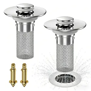 Stainless Steel Floor Drain Filter,Bathroom Sink Stopper Hair Catcher with Removable Stainless Steel Filter Basket Hair Catcher,Isolate Odor Pop Up Sink Drain Filter