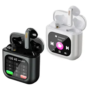 Touchscreen Headphones Noise Cancelling Wireless Headphones Noise Cancelling Earbuds, Make/Receive Calls, Stereo Bass, Slide Touch Headphones, Message Notification, Digital Battery Display, Suitable for Work, Sports Running Exercise and Travel