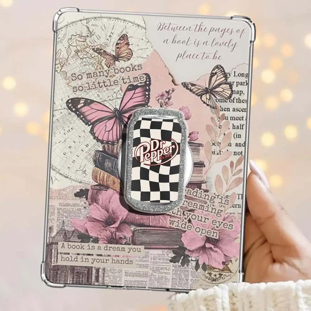Soft Drink Dr Pepper Checkerboard Kindle Grip Book Lover Cute Kindle Accessories Phone Holder PopSocket Phone Grip Magnetic Pop Socket Phone Grip