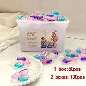 5-in-1 Laundry Pods, 50pcs/100pcs, Concentrated Laundry Capsules, Laundry Beads, Softening & Color Protection, Powerful Stain Removal, Aibacterial & Anti-mite, Cleansing & Fragrance, Laundry Tools & Accessories