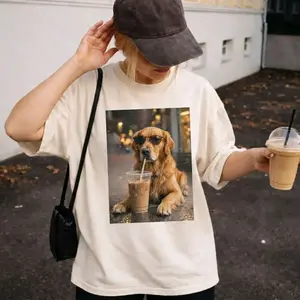 Cool Golden Retriever Iced Coffee Graphic Tee | Funny Dog Shirt | Premium Gildan T-Shirt