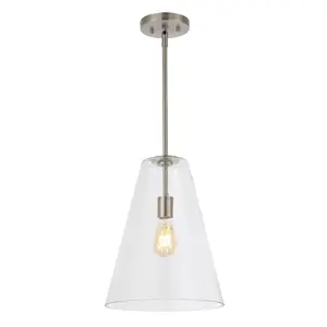 JONATHAN Y Arlo Mid-Century Modern Iron/Seeded Glass LED Pendant; for Living Room, Bedroom, Kitchen, Office