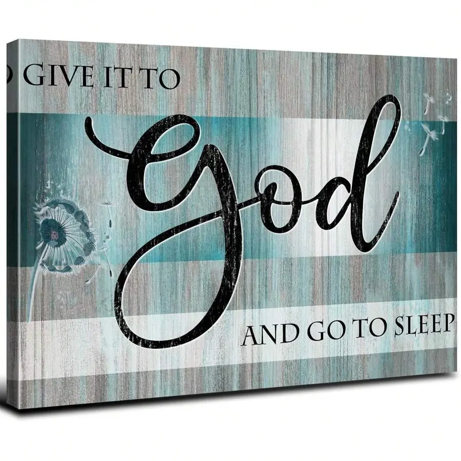 1pc Christian Canvas Wall Art Teal Decor Bible Verse Wall Decor Bedroom Living Room Dandelion Canvas Picture Religious Quotes Poster Rustic Turquoise Divine Home Graphic Picture Printing Inkjet Craft Canvas Print Decor Art Home Decor Beautiful Decorative