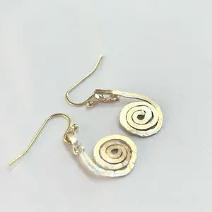 SCS-MTER-004 Golden Echo Spirals 1" Earrings - Elegant Gold Color Spiral Design for Women's Fashion Accessories