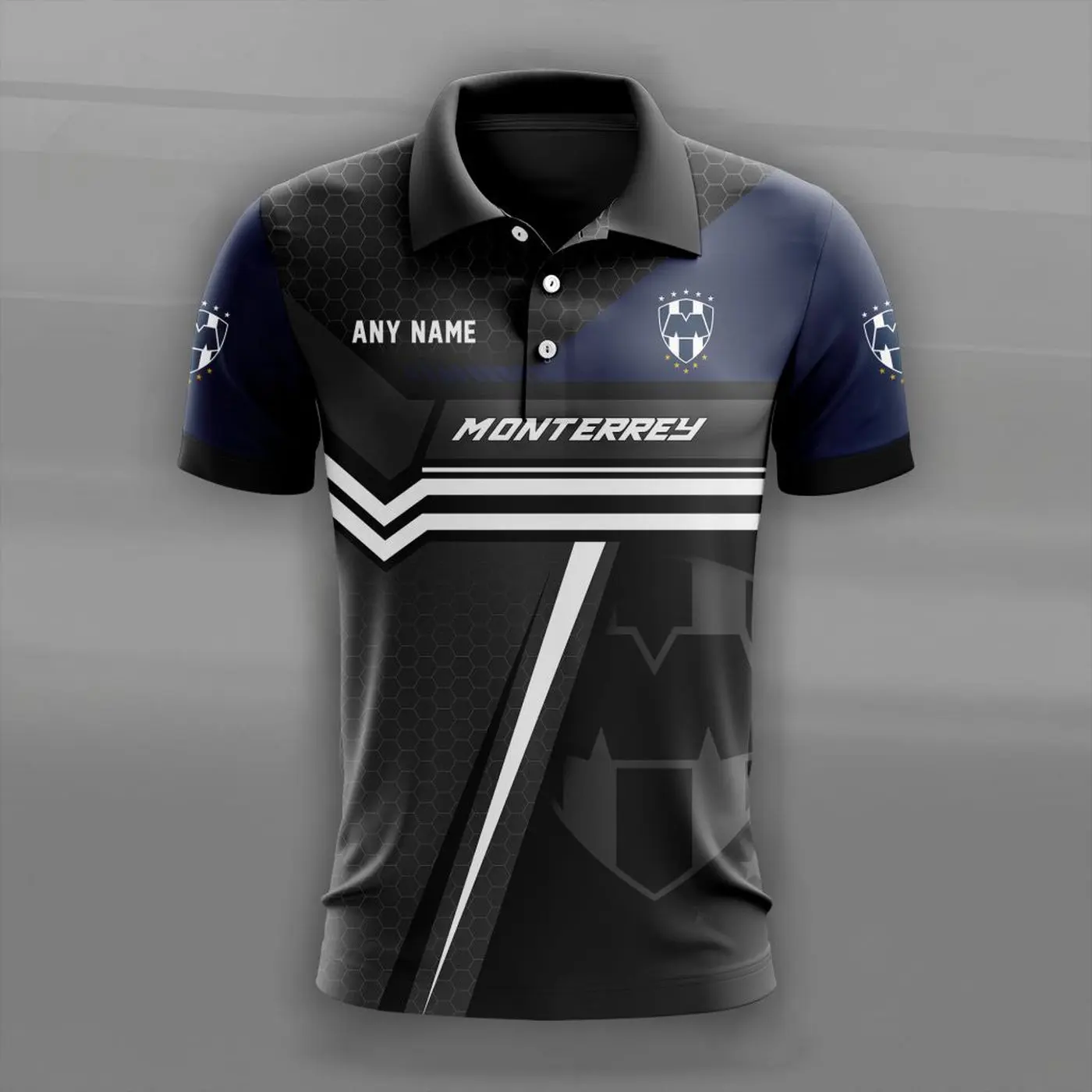 LIGA MX C.F. Monterrey Personalized Name Multi Color Polo ST2604