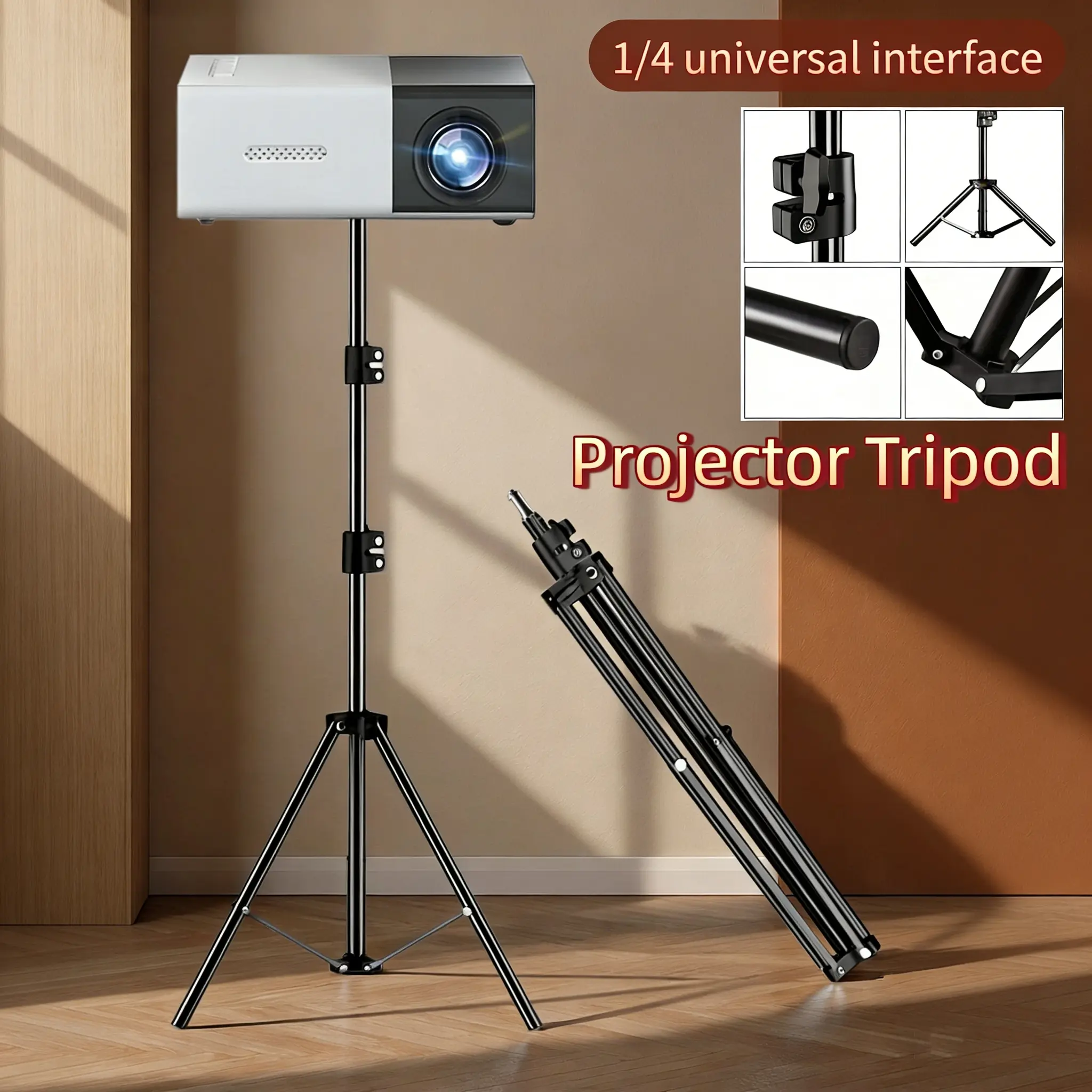 Projector Stand 1/4 Interface Tripod, Live Floor Tripod, Universal Phone Camera Stand, Photography Lighting Stand, Telescopic Stand, Adjustable Mount