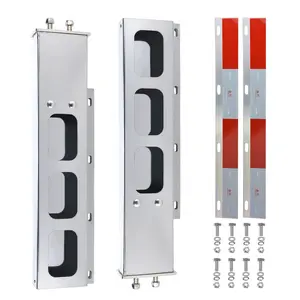 Stainless Steel Mud Flap Hanger Set, 2.5" Bolt Spring, 2-1/2" Bolt Spacing 30" Length Rear Bar with Rectangle Light Cutouts, Loaded with Aluminum Reflective Tapes for Semi Trucks