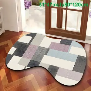Abstract Style 2D Flat Irregular Rug, Washable Non-Slip Design, Suitable for Hallway/bathroom/living Room, Durable and Easy to Clean