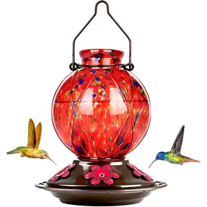 BOLITE Mesh Ball Glass Hummingbird Feeder Leak-Proof | 20 Oz | Red & Purple | Perfect Bird Lover Gift