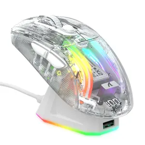 ATTACK SHARK Wireless Gaming Mouse with RGB Charging, Tri-mode PC Gaming Mice, Noiseless Mouse with RGB Backlit, Transparent Shell, PixArt 3212 4000 DPI