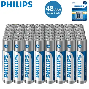 PHILIPS Alkaline Power AAA Batteries, 48 Count, High-Performance, Long-Lasting Triple A Battery, 1.5 Volt, 10-Year Shelf Life, Suitable for Everyday Electronics and Emergency Gear