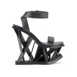 United Nude Vector - Black Ankle Strap Sandals with Unique Geometric Design and Comfortable Fit