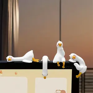 Cute Goose Mini Decoration, Plastic Material, Car & Office Compatible, Dashboard/desktop/hanging, Cartoon Theme, Valentine's Day Gift