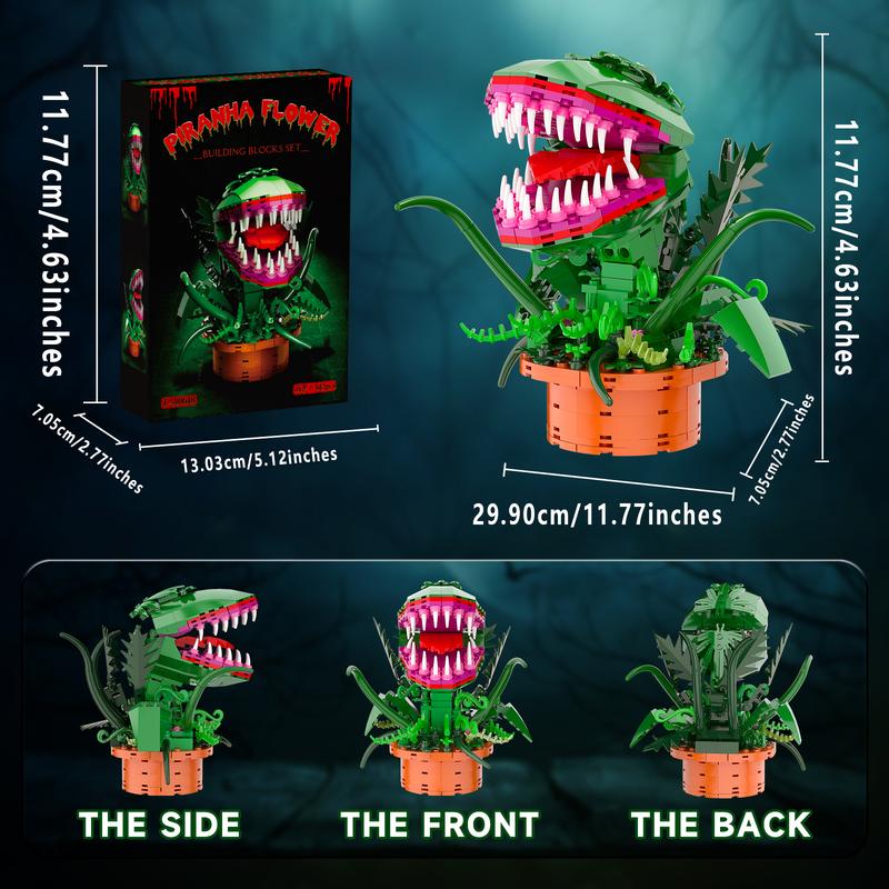 TENHORSES Audrey II Piranha Plant Building Blocks Kit 342 Pieces Compatible with Lego Sets Little Shop of Horrors Openable Mouth DIY Model for Kids Over 8 Years Old Halloween Gift