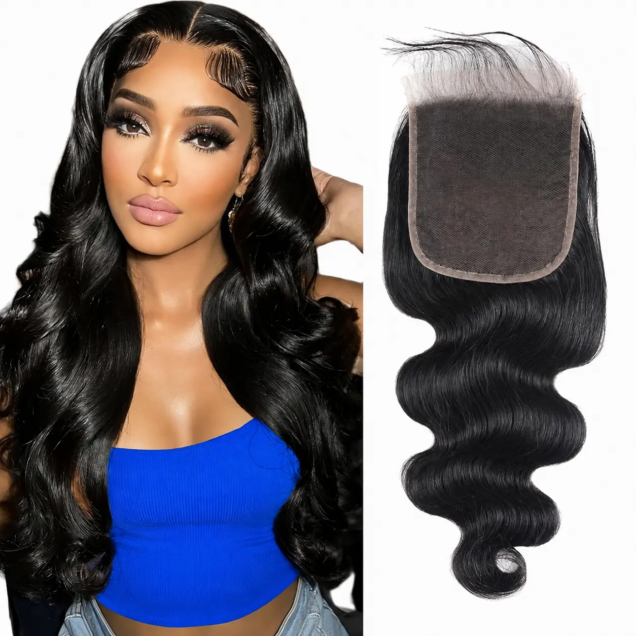 [Grand Opening Special] 2x6/4x4/5x5/13x4/13x6 HD Lace Straight & Body Wave Human Hair Closure/Frontal Only, Pre-Plucked Invisible Lace