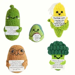 5Pcs Handmade Emotional Support Woven Dolls - Cute Fruity Friends with Positive Affirmation Cards and Uplifting Messages - Perfect Encouragement Gifts for Mental Wellness
