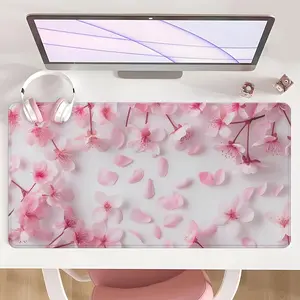 [Gaming Mouse Pad] Ultimate Pink Cherry Blossom & Petals Design Non-Slip MousePad For Desk With Rubber Base & Stitched Edge, Perfect For Spring Theme Home Office Gift Or Seasonal Decoration