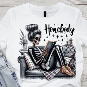 [100%25 Cotton]   Short Sleeve T-Shirt HOMEBODY GLITTER SKELLY Unisex Super Soft Comfort Tshirt Golf Gift T-Shirt For Men And Women