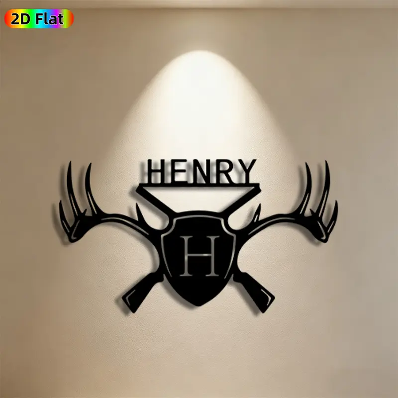 1pc Antler & Shield Metal Wall Art, Bold Antler Shield Statue Mural, Ideal Gift for New Year, Christmas, Hunting Enthusiasts, Rust-Resistant Metal Wall Decor Wall Sculptures, Perfect for Living Room Walls & Garden Fence, Unique Outdoor & Indoor Decor