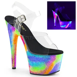 7 Inch Heel ADORE-708GXY Clear Neon Galaxy