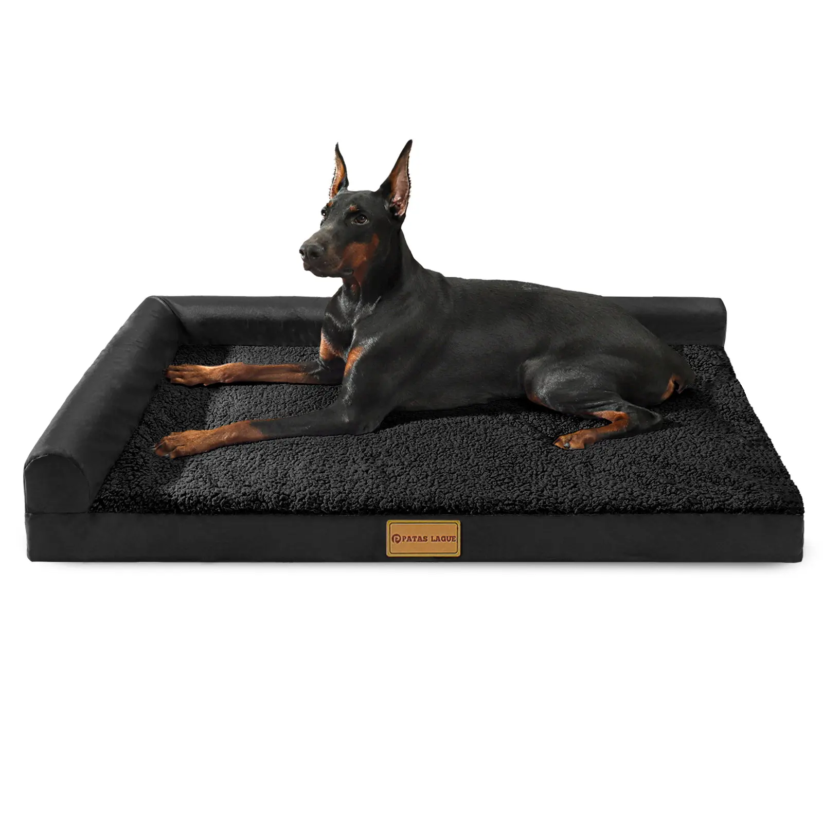 Patas Lague Orthopedic Dog Bed for Small/Medium/Large Dogs, Waterproof L Shaped Pet Sofa Beds with Removable Washable Cover, Soft Comfortable Pet Couch Mat with Nonskid Bottom