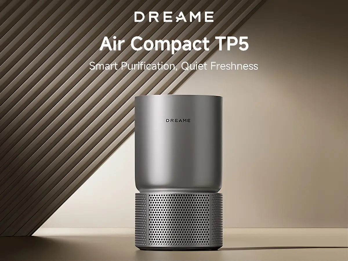 DREAME TP5 Air Purifier for Home Bedroom Dorm Room, Small Air Purifier with 3-Stage Filtration for Dust, Smoke, Pet Danger& Odors, Replaceable Filter, 360°Air Intake, Compact Air Cleaner for Desktop