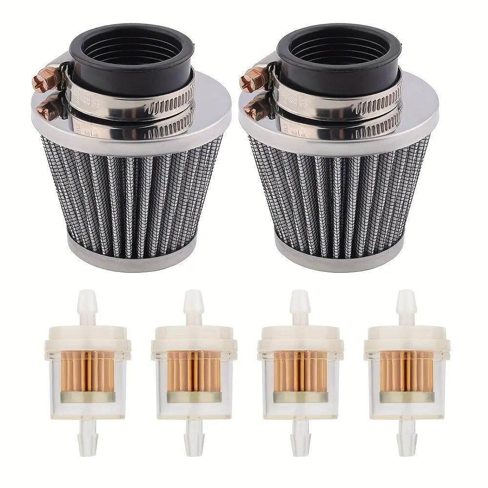 Hipa 2pcs 35mm Air Filters 4pcs Fuel Filters for 50cc 110cc 125cc Dirt Bike ATV XR50 Moped Scooter