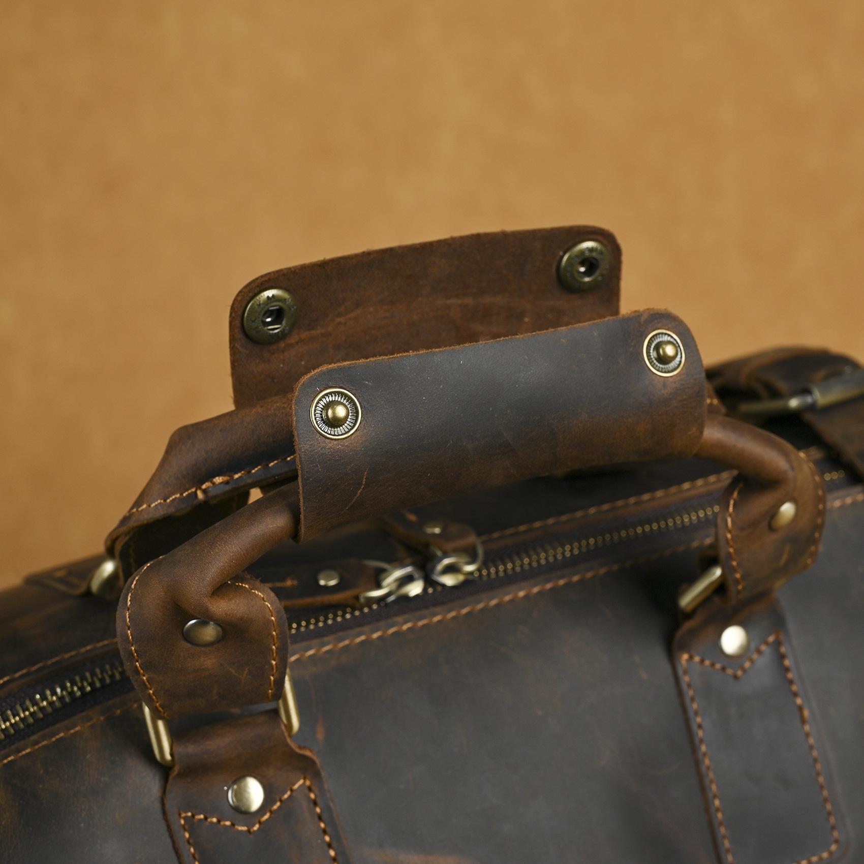 "Men's Vintage Faux Leather Duffel Bag Large Capacity Weekender Travel Luggage"