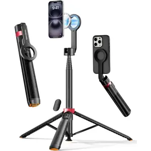 [1s-Open]  Phone Tripod for  MagSafe - 70'' Selfie Stick Tripod Stand with Remote, Portable Cellphone Stand for Recording Travel, Compatible with  and Android (Black)