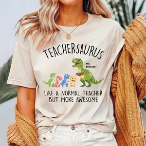 Personalized Teachersaurus Shirt, Teacher Dinosaur Tee, Back To School Shirt, Cute Teacher Sweatshirt