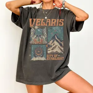 Comfort Colors Vintage Velaris Tee, City of Starlight, A Court of Thorns and Roses, SJM Booktok Design, Night Court T-Shirt, Book Lovers Gift, Librarian Tee