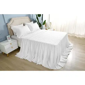 White Ruffles Skirt Bedspread Bed Blanket Quilted Elegant Bed Spreads Queen Size Lightweight 1 Piece(not Include Pillowcases)