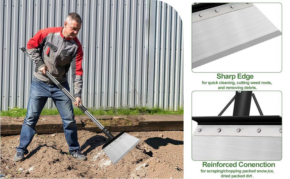 Multifunctional Stainless Steel Cleaning Shovel, Heavy Duty Flat Shovel for Weeding, Planting & Garden Landscaping