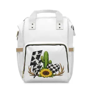 Copy of Cactus & Sunflower Diaper Backpack — Multifunctional Baby Bag with Rustic Cowhide Accent