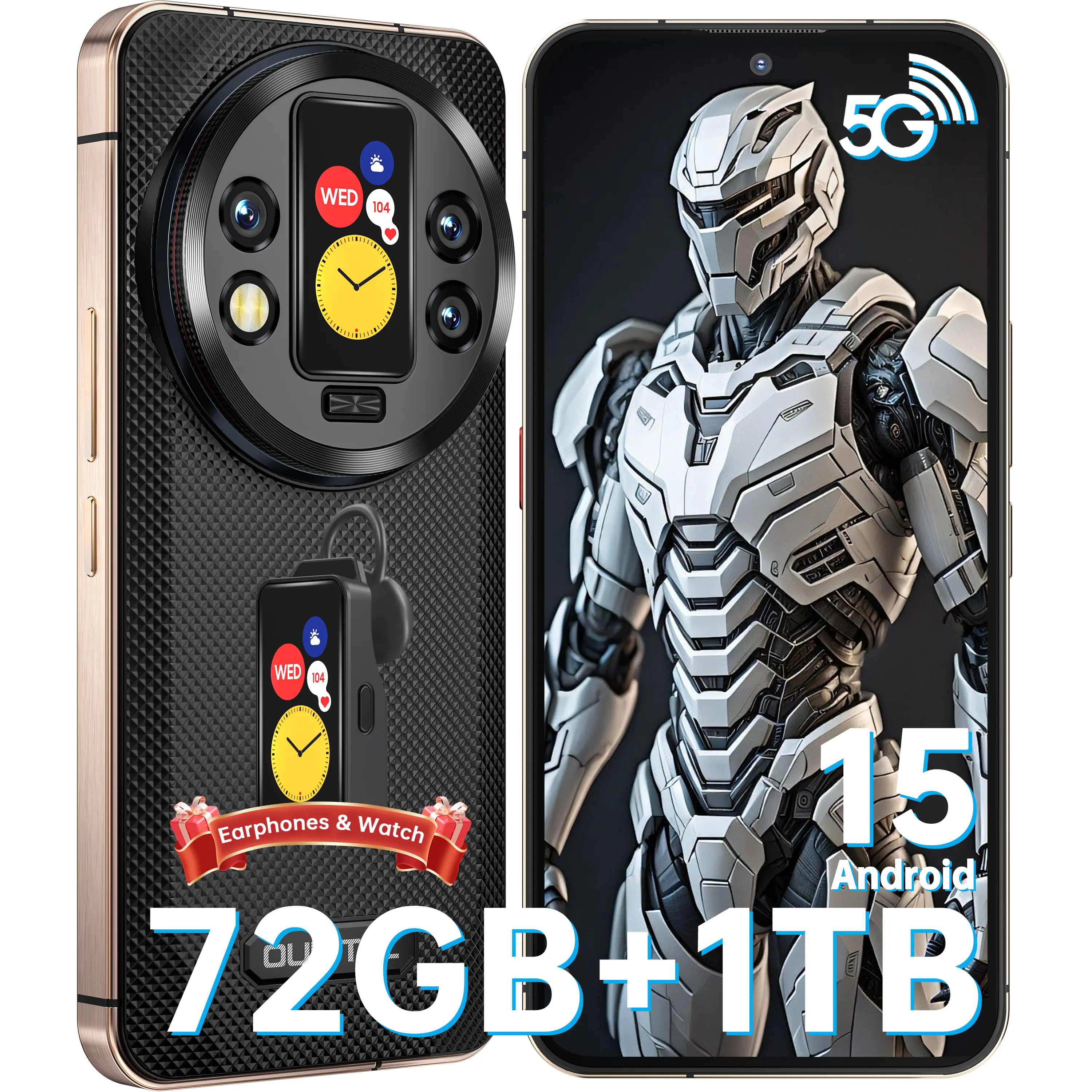 OUKITEL WP200 Pro - 5G Rugged Smartphone Unlocked - 72(24+48) GB + 1TB Android 15 Rugged Phone，108MP Main Camera ，6.7"FHD+Display + 120Hz, 8580mAh Battery, IP68/IP69K Cellphone, 5G Dual SIM/NFC/OTG/BT5.3/T-Mobile