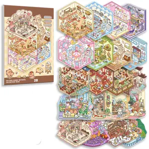 20 Sets DIY 3D Sticker Scene Collection Book, Cute Make Your Own Shop House Stickers, Art Stickers, Fun Therapy for Stress Relief and Relaxation