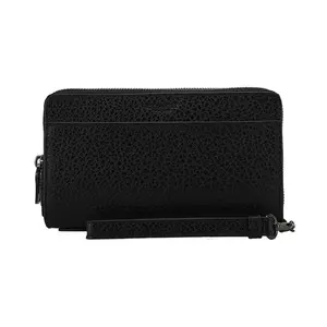 Coach Double Zip Wallet Travel Organizer for Men – Large Leather Handbag in Black