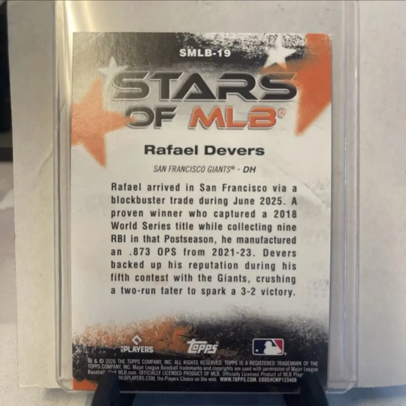 Topps 2026 Stars of MLB Rafael Devers San Francisco Giants SMLB-19