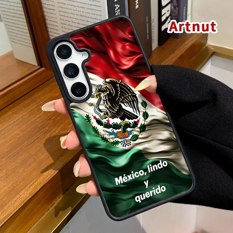 MagSafe Casing for Samsung Galaxy (S22+ S23 Ultra S24 Plus S25 Edge S26 FE), Mexican Flag Reverie Design, Soft Silicone Matte TPU Edge Bumper, Acrylic Back, Anti-Drop Shockproof, Fingerprint Protection, Wireless Charging Accessory for Boys
