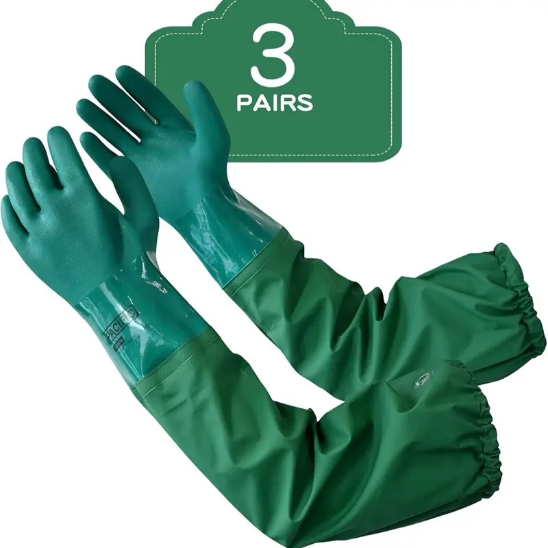 Long Arm PVC Work Gloves, 3 Pairs 26” Heavy Duty, Chemical Resistant - NWT