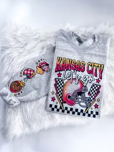 Kansas City Football Game Day Sweatshirt or Hoodie with sleeve prints Comfy Unisex Tops