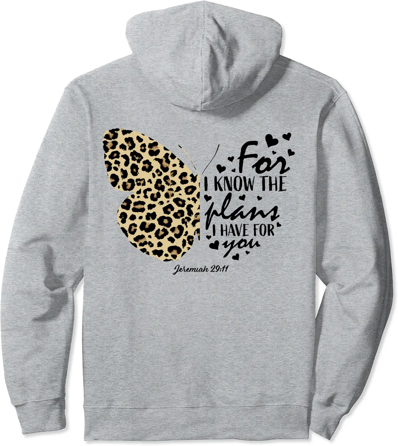 Cute Butterfly Cheetah Print Christian Bible Verse Graphic Pullover Hoodie - Codyweav Shop 47B09MW7P3TC