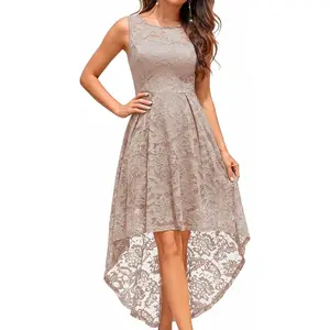 Women's Cocktail Prom Dress for Teens Graduation Floral Lace Hi-Lo Dresses for Wedding GuestGift