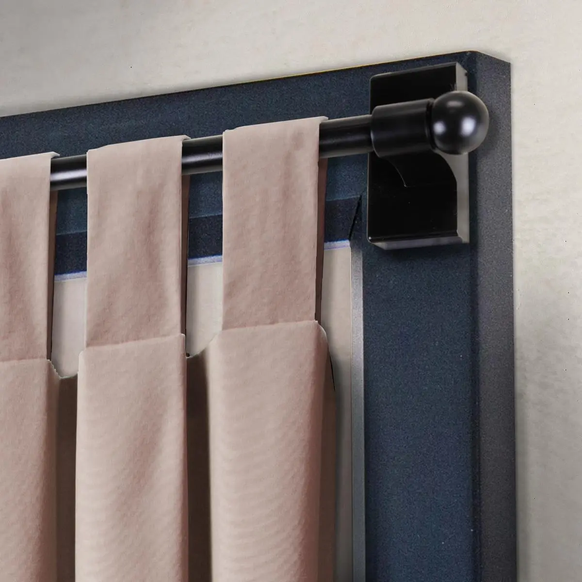 212 MAIN Central Design 0.4375 in. Black Magnetic Extensible Curtain Rod, Adjustable, Extends from 28 to 48 in., Adjustable Curtain Rod