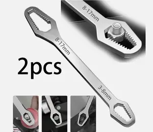 2pcs Stainless Steel 5.7“ Self-Tightening Double-Ended Wrench – Portable Home Repair Tool