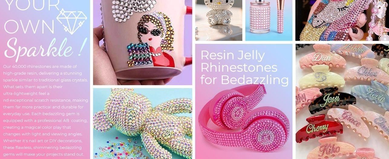 Bedazzling Kit 40000Pcs 40 Colors Resin Jelly Rhinestones, Multicolor 3mm Flatback Gems for Diamond Art, Bedazzler Kit with 4Pcs 10ml B7000 Jewelry Glue & Tools for DIY Nail Art Crafting Makeup Adults